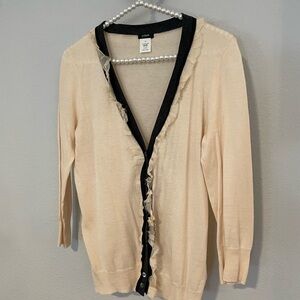 J. Crew Cream and Black Cardigan Sweater